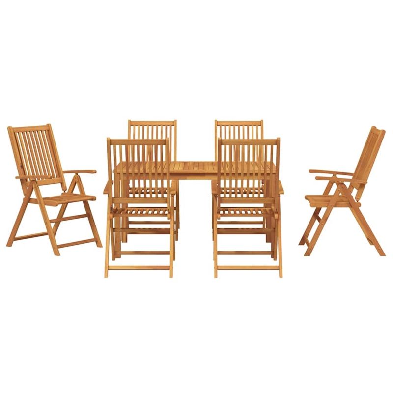 Bowery Hill Contemporary 7 Piece Steel Garden Dining Set in Brown