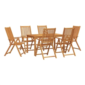 Bowery Hill Contemporary 7 Piece Steel Garden Dining Set in Brown