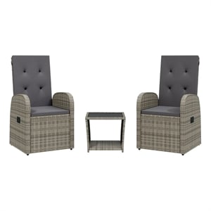 Bowery Hill Contemporary 3 Piece Poly Rattan Garden Dining Set in Black