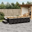 Bowery Hill 17 Piece Poly Rattan Garden Dining Set with Cushions - Black & Brown