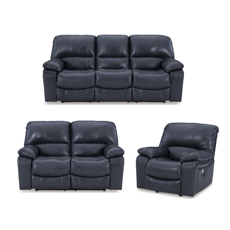Bowery Hill 3-Piece Power Reclining Living Room Sofa Set in Ocean Blue