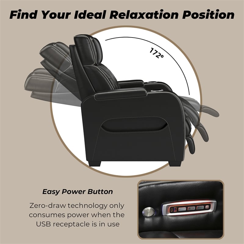 Bowery Hill Reclining Furniture Set with Power Recliner in Black Diamond