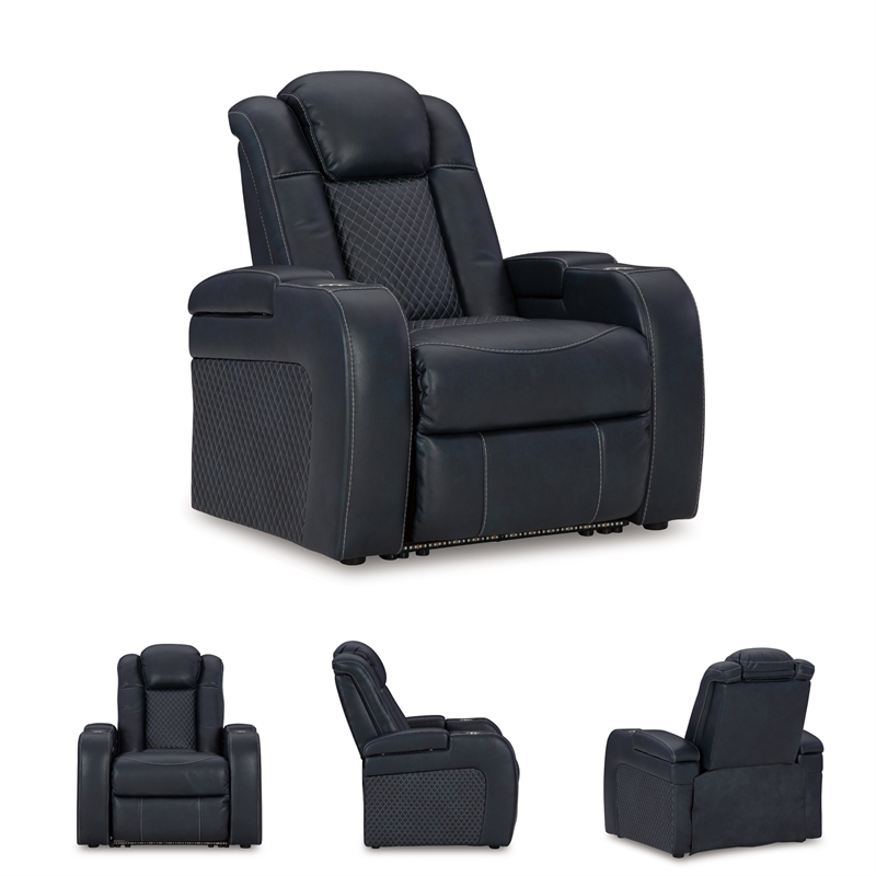 Bowery Hill Sapphire Faux Leather Power Reclining Living Room Sofa Set
