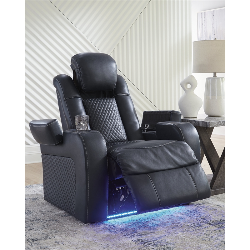 Bowery Hill Sapphire Faux Leather Power Reclining Living Room Sofa Set