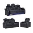 Bowery Hill Sapphire Faux Leather Power Reclining Living Room Sofa Set
