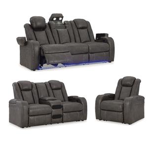Bowery Hill Power Reclining Living Room Set of Loveseat, Sofa, and Recliner