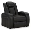 Bowery Hill Power Reclining Living Room Sofa Set in Black Faux Leather