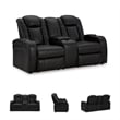 Bowery Hill Power Reclining Living Room Sofa Set in Black Faux Leather