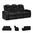 Bowery Hill Power Reclining Living Room Sofa Set in Black Faux Leather