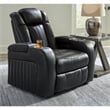 Bowery Hill Power Reclining Living Room Sofa Set in Black Faux Leather