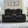 Bowery Hill Power Reclining Living Room Sofa Set in Black Faux Leather