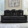 Bowery Hill Power Reclining Living Room Sofa Set in Black Faux Leather