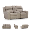 Bowery Hill Reclining Living Room Sofa Set in Pebble Faux Leather