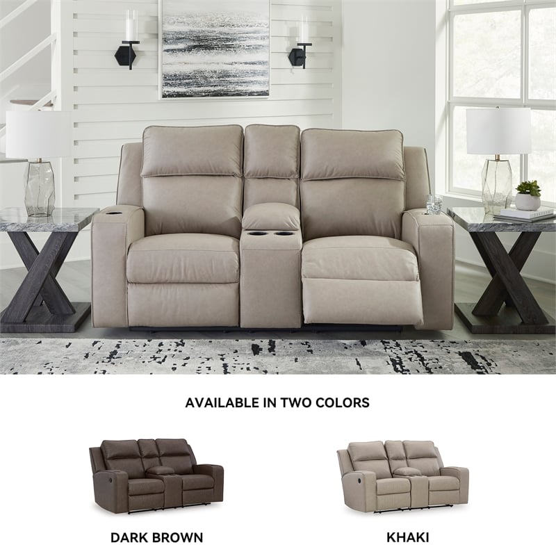 Bowery Hill Reclining Living Room Sofa Set in Pebble Faux Leather