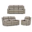 Bowery Hill Reclining Living Room Sofa Set in Pebble Faux Leather