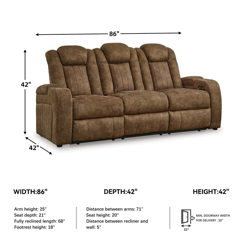 Bowery Hill 3-Piece Power Reclining Living Room Sofa Set in Brown Faux Leather