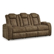 Bowery Hill 3-Piece Power Reclining Living Room Sofa Set in Brown Faux Leather