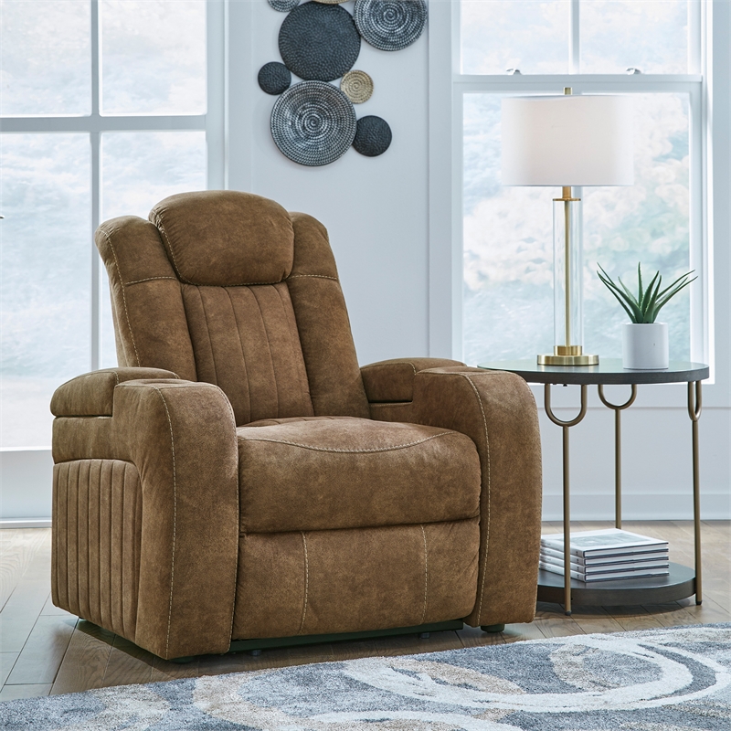 Bowery Hill 3-Piece Power Reclining Living Room Sofa Set in Brown Faux Leather