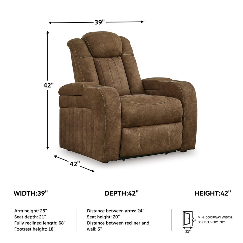 Bowery Hill 3-Piece Power Reclining Living Room Sofa Set in Brown Faux Leather