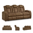 Bowery Hill 3-Piece Power Reclining Living Room Sofa Set in Brown Faux Leather