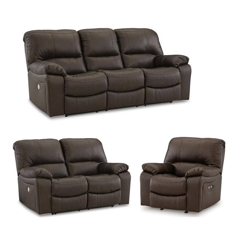 Bowery Hill 3-Piece Dark Brown Reclining Living Room Sofa Set