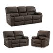 Bowery Hill 3-Piece Dark Brown Reclining Living Room Sofa Set