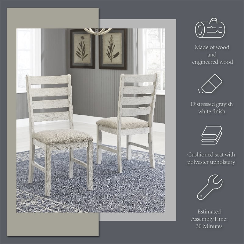 Bowery Hill Dining Set of Table, Bench, and 2 Chairs in Grayish White & Light Brown