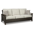 Bowery Hill Patio Set with Loveseat, Sofa, & Fire Pit Table in Brown
