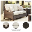 Bowery Hill Patio Set with Loveseat, Sofa, & Fire Pit Table in Brown