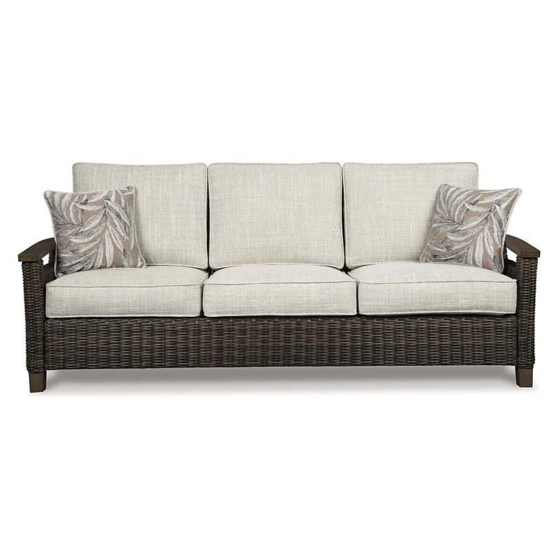 Bowery Hill Patio Set with Loveseat, Sofa, & Fire Pit Table in Brown