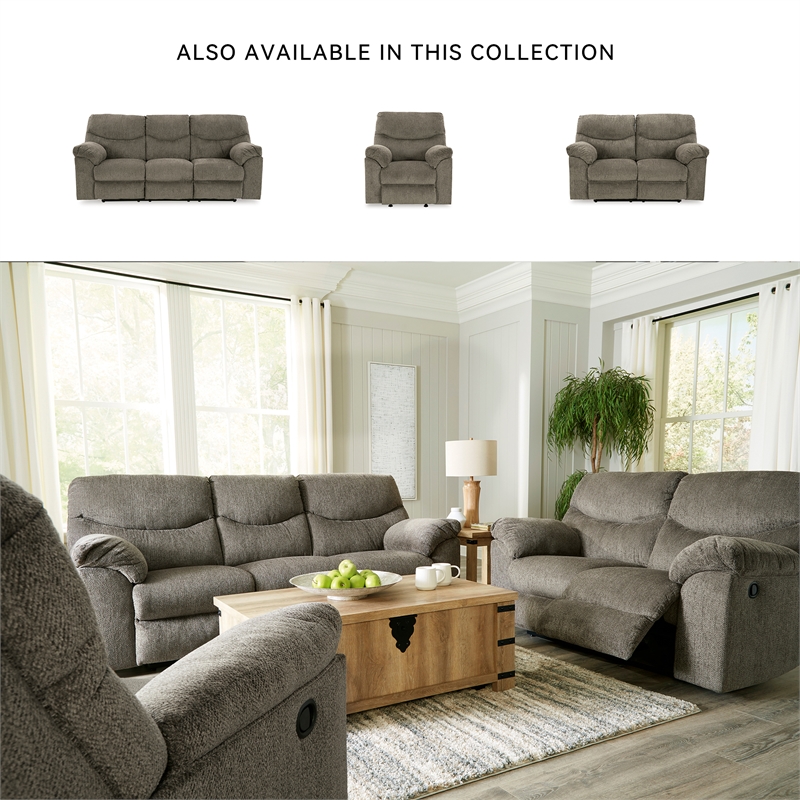 Bowery Hill 3-Piece Reclining Sofa Set in Gray  Polyester Fabric Upholstered