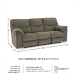 Bowery Hill 3-Piece Reclining Sofa Set in Gray  Polyester Fabric Upholstered