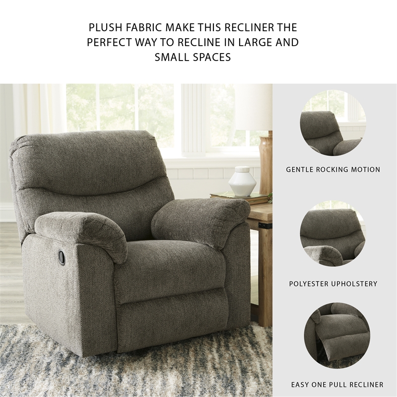 Bowery Hill 3-Piece Reclining Sofa Set in Gray  Polyester Fabric Upholstered