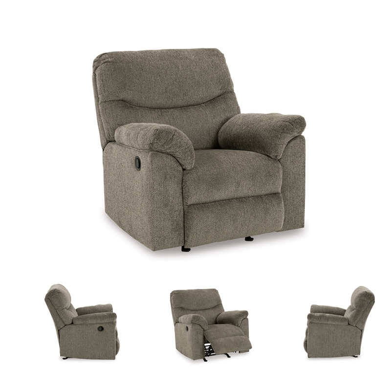 Bowery Hill 3-Piece Reclining Sofa Set in Gray  Polyester Fabric Upholstered