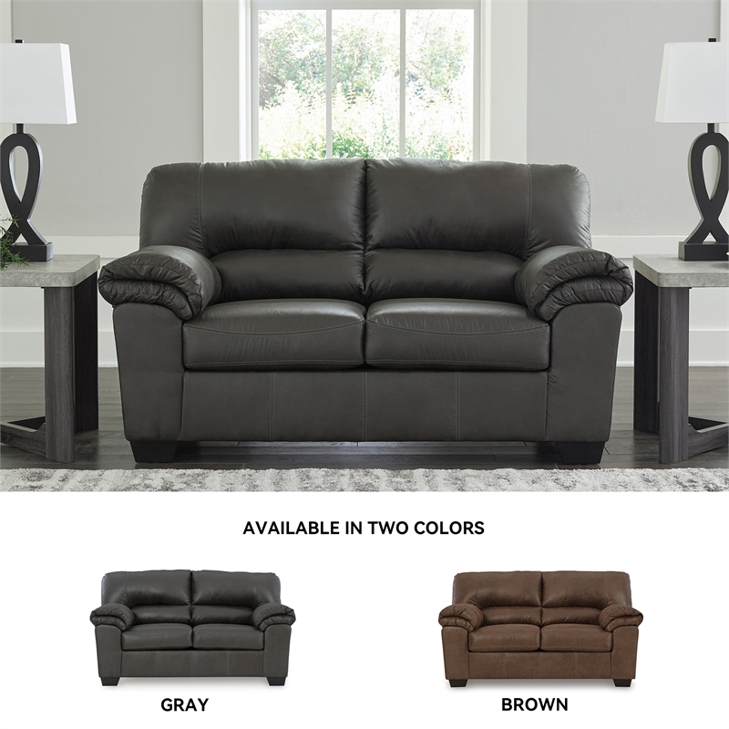 Bowery Hill Living Room Set of Sofa, Loveseat, Chair & Ottoman in Gray