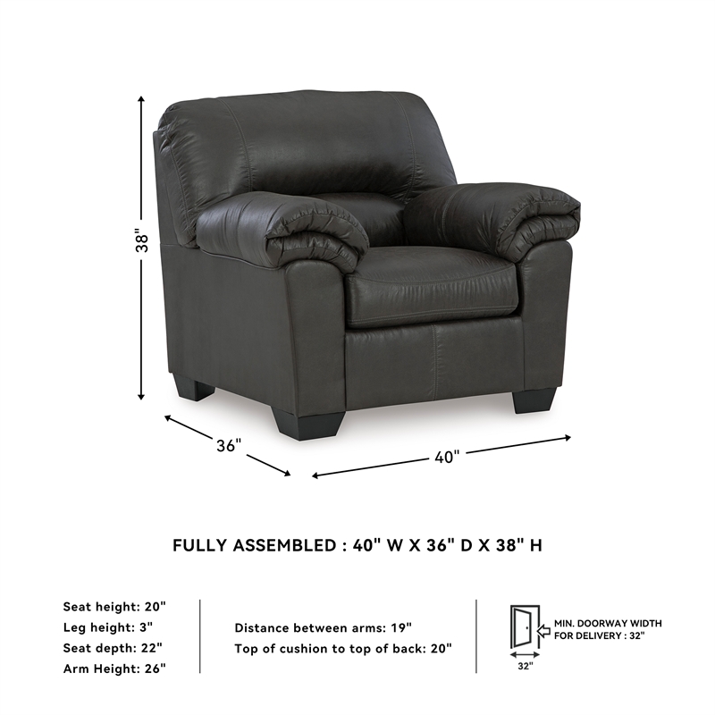Bowery Hill Living Room Set of Sofa, Loveseat, Chair & Ottoman in Gray