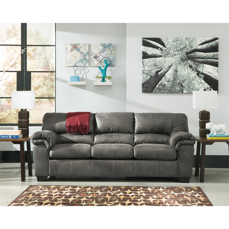 Bowery Hill Living Room Set of Sofa, Loveseat, Chair & Ottoman in Gray