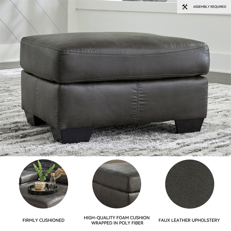 Bowery Hill Living Room Set of Sofa, Loveseat, Chair & Ottoman in Gray