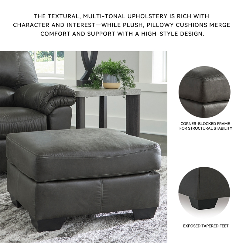 Bowery Hill Living Room Set of Sofa, Loveseat, Chair & Ottoman in Gray