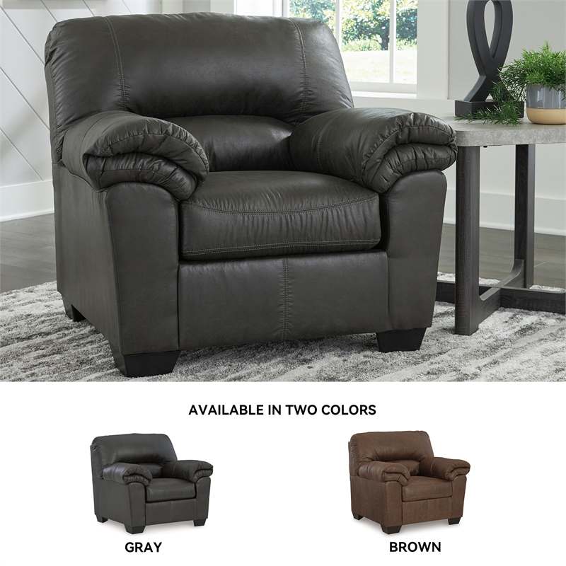 Bowery Hill Living Room Set of Sofa, Loveseat, Chair & Ottoman in Gray