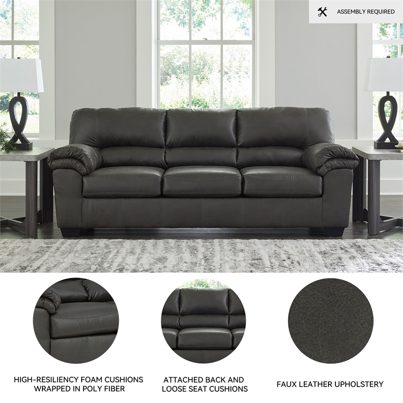 Bowery Hill Living Room Set of Sofa, Loveseat, Chair & Ottoman in Gray