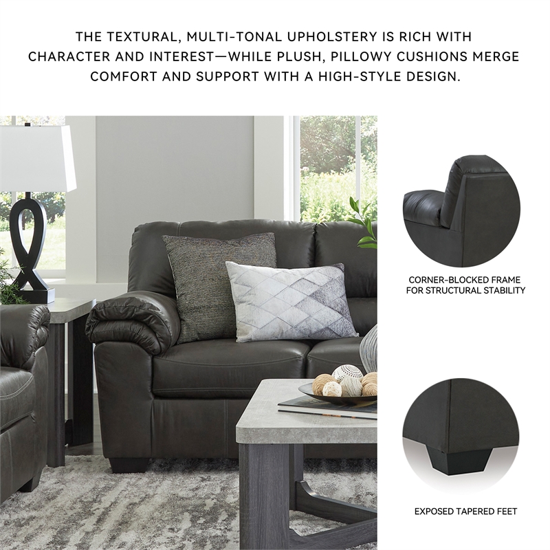 Bowery Hill Living Room Set of Sofa, Loveseat, Chair & Ottoman in Gray