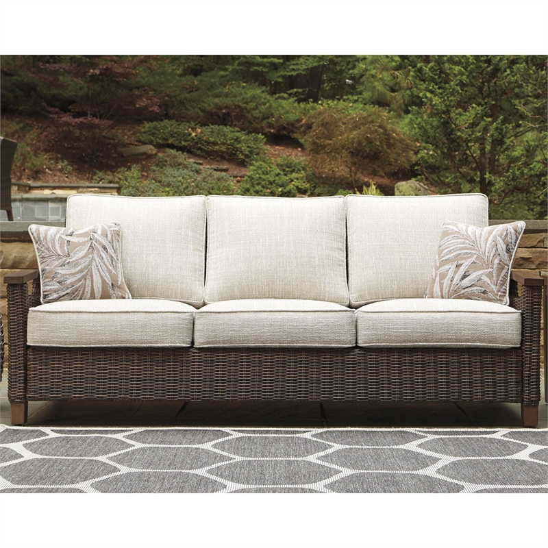 Bowery Hill Outdoor Patio Set of 4 Swivel Chairs & Sofa & Fire Pit Table