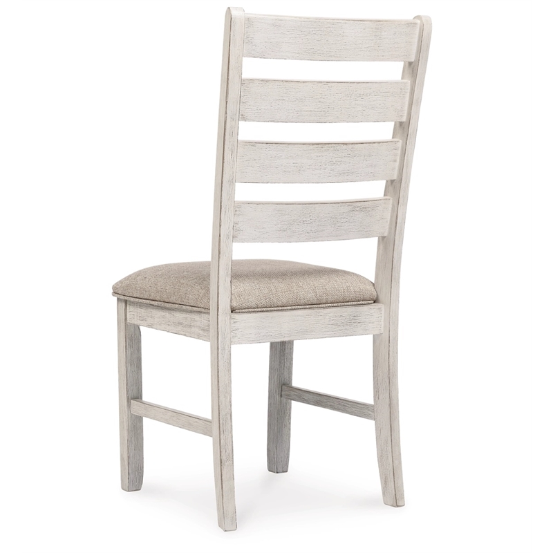 Bowery Hill Coastal Farmhouse Dining Set in White and Light Brown Wood