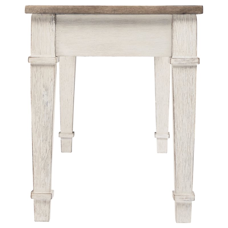 Bowery Hill Coastal Farmhouse Dining Set in White and Light Brown Wood
