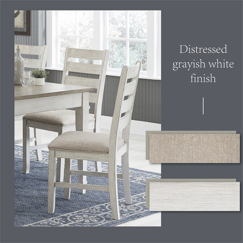 Bowery Hill Coastal Farmhouse Dining Set in White and Light Brown Wood