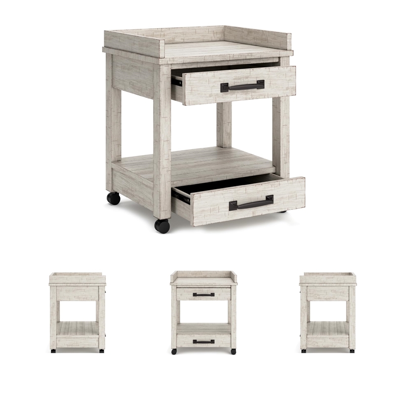 Bowery Hill Modern Farmhouse Office Set in Whitewash Finish