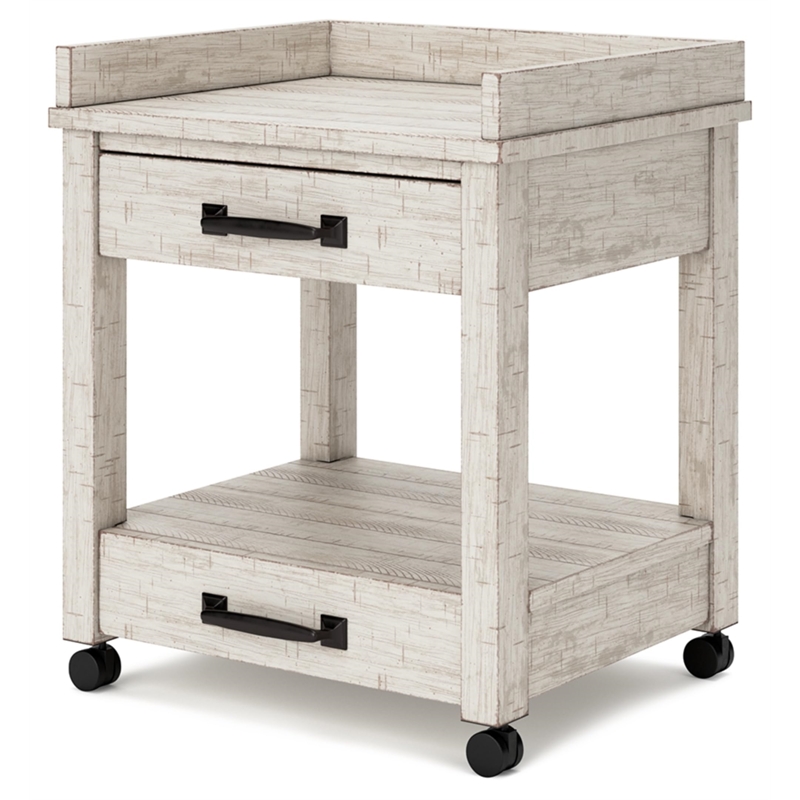 Bowery Hill Modern Farmhouse Office Set in Whitewash Finish