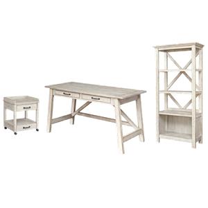 Bowery Hill Modern Farmhouse Office Set in Whitewash Finish