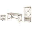 Bowery Hill Modern Farmhouse Office Set in Whitewash Finish
